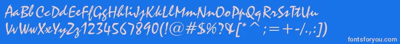 Staccato222Bt Font – Pink Fonts on Blue Background