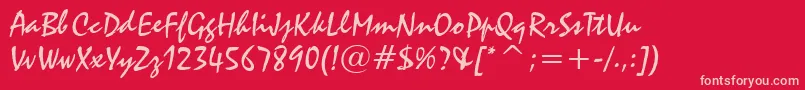 Staccato222Bt Font – Pink Fonts on Red Background