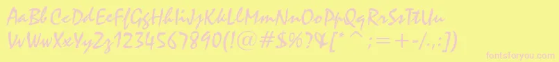 Staccato222Bt Font – Pink Fonts on Yellow Background