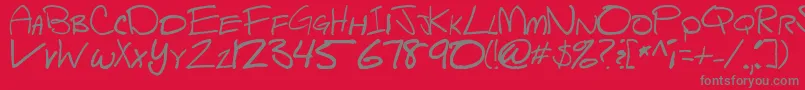 Fonte ScriptOfSheep – fontes cinzas em um fundo vermelho