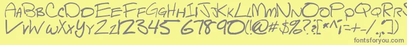 ScriptOfSheep-fontti – harmaat kirjasimet keltaisella taustalla