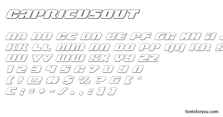 Capricusout-fontti – aakkoset, numerot, erikoismerkit