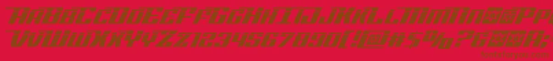 Rocketpoplaser2-Schriftart – Braune Schriften auf rotem Hintergrund