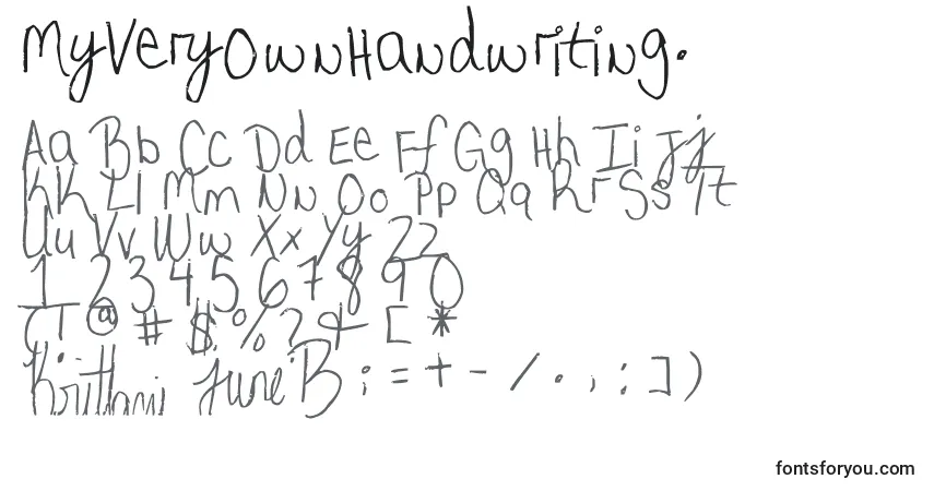 A fonte MyVeryOwnHandwriting. – alfabeto, números, caracteres especiais