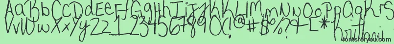 Fonte MyVeryOwnHandwriting. – fontes pretas em um fundo verde