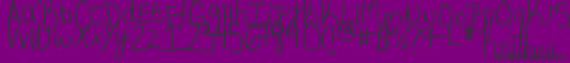 Czcionka MyVeryOwnHandwriting. – czarne czcionki na fioletowym tle