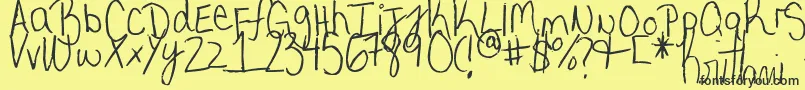 Fonte MyVeryOwnHandwriting. – fontes pretas em um fundo amarelo