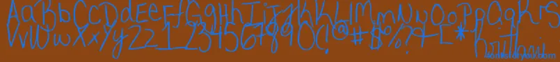 MyVeryOwnHandwriting.-Schriftart – Blaue Schriften auf braunem Hintergrund