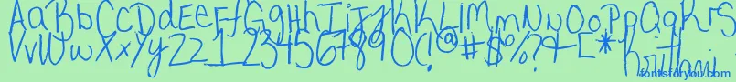 Шрифт MyVeryOwnHandwriting. – синие шрифты на зелёном фоне