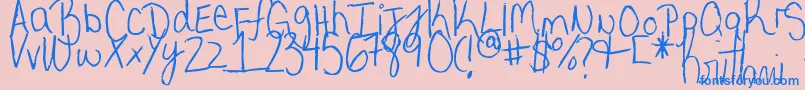 MyVeryOwnHandwriting.-Schriftart – Blaue Schriften auf rosa Hintergrund