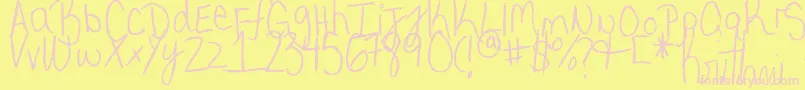 Fonte MyVeryOwnHandwriting. – fontes rosa em um fundo amarelo