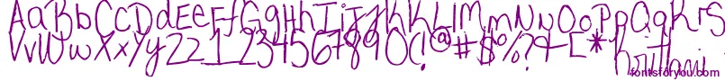 Czcionka MyVeryOwnHandwriting. – fioletowe czcionki