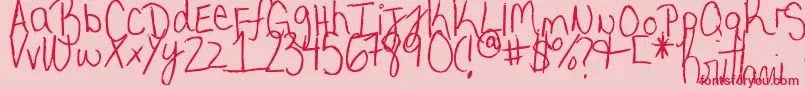 Fonte MyVeryOwnHandwriting. – fontes vermelhas em um fundo rosa