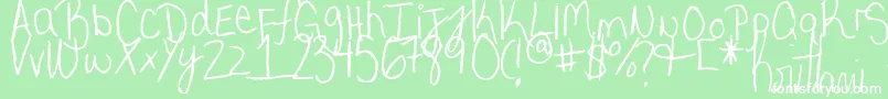 Fonte MyVeryOwnHandwriting. – fontes brancas em um fundo verde