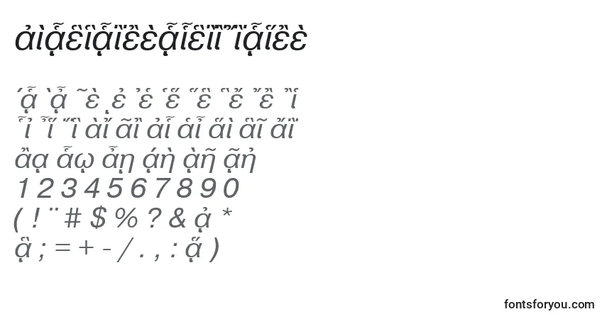 Czcionka PragmaticapgttItalic – alfabet, cyfry, specjalne znaki