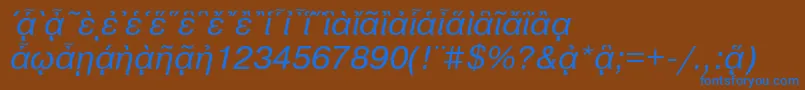 フォントPragmaticapgttItalic – 茶色の背景に青い文字