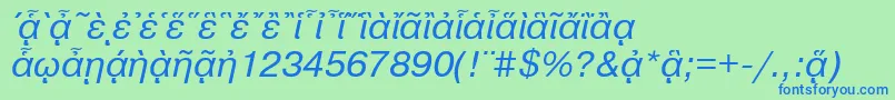 Шрифт PragmaticapgttItalic – синие шрифты на зелёном фоне