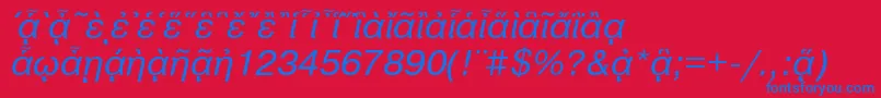 フォントPragmaticapgttItalic – 赤い背景に青い文字