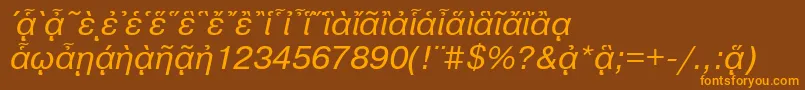 Шрифт PragmaticapgttItalic – оранжевые шрифты на коричневом фоне