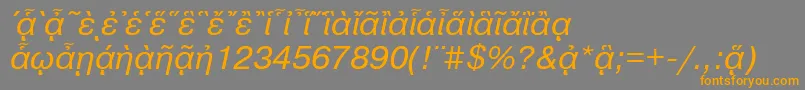 フォントPragmaticapgttItalic – オレンジの文字は灰色の背景にあります。