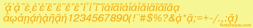 Шрифт PragmaticapgttItalic – оранжевые шрифты на жёлтом фоне