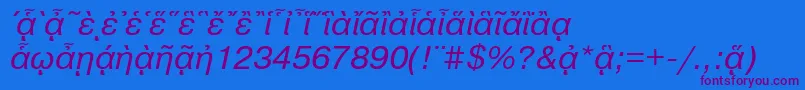 Czcionka PragmaticapgttItalic – fioletowe czcionki na niebieskim tle