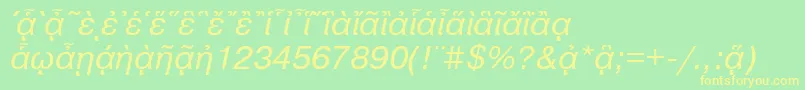 Czcionka PragmaticapgttItalic – żółte czcionki na zielonym tle