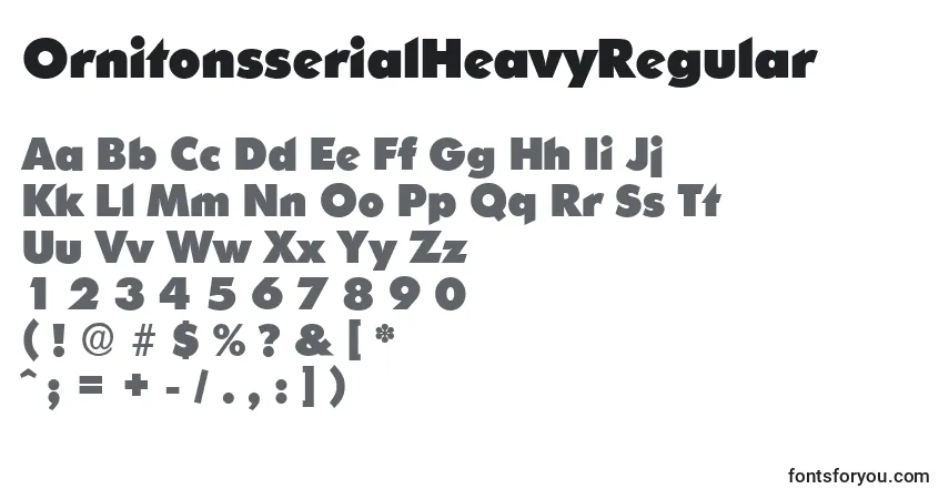 A fonte OrnitonsserialHeavyRegular – alfabeto, números, caracteres especiais