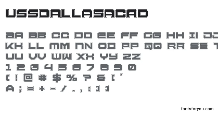Schriftart Ussdallasacad – Alphabet, Zahlen, spezielle Symbole