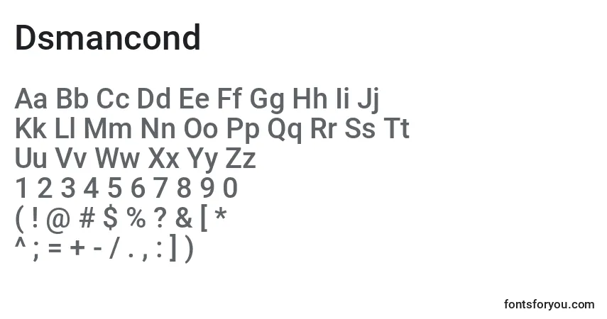 Schriftart Dsmancond – Alphabet, Zahlen, spezielle Symbole