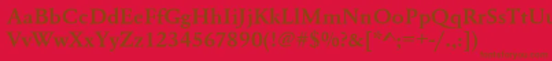 Urwgaramondtdemwid-Schriftart – Braune Schriften auf rotem Hintergrund