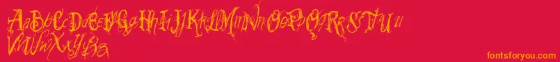 Vtkssummerland-Schriftart – Orangefarbene Schriften auf rotem Hintergrund