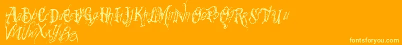 Vtkssummerland-Schriftart – Gelbe Schriften auf orangefarbenem Hintergrund