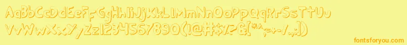 フォントOzyo – オレンジの文字が黄色の背景にあります。