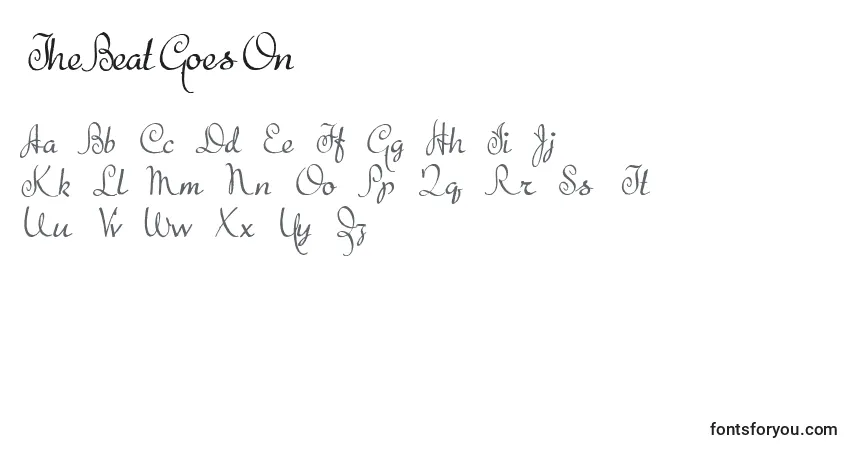 Schriftart TheBeatGoesOn – Alphabet, Zahlen, spezielle Symbole