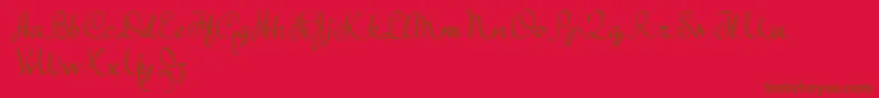 Fonte TheBeatGoesOn – fontes marrons em um fundo vermelho