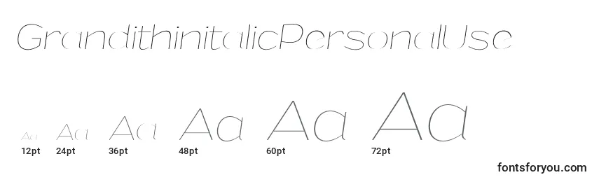 GrandithinitalicPersonalUse Font Sizes