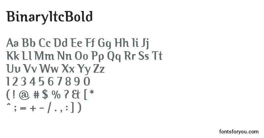 Czcionka BinaryItcBold – alfabet, cyfry, specjalne znaki