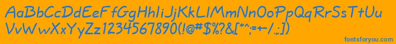 WappingRegularDb-Schriftart – Blaue Schriften auf orangefarbenem Hintergrund