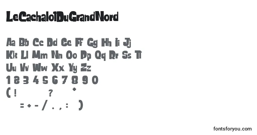 Czcionka LeCachalotDuGrandNord – alfabet, cyfry, specjalne znaki