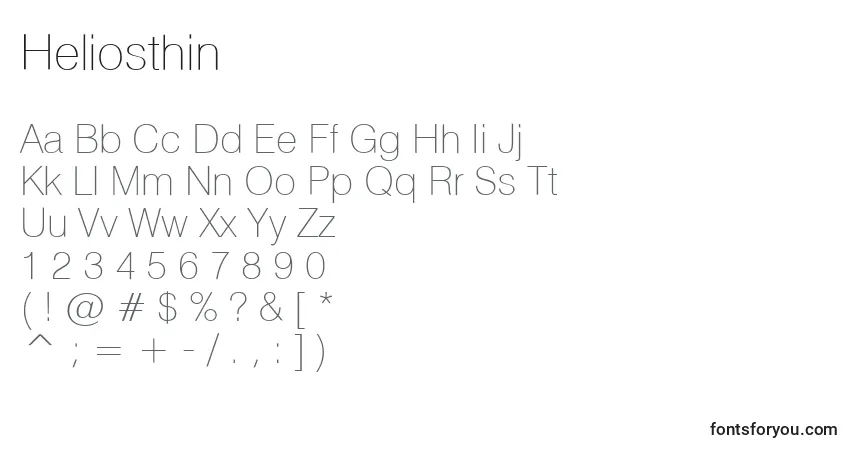 A fonte Heliosthin – alfabeto, números, caracteres especiais