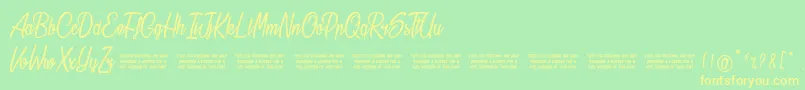 Stardust-Schriftart – Gelbe Schriften auf grünem Hintergrund