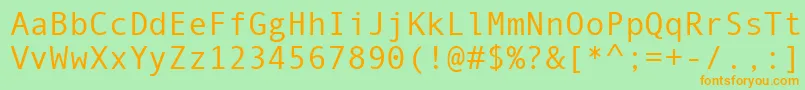 フォントAndaleMonoKoi8 – オレンジの文字が緑の背景にあります。