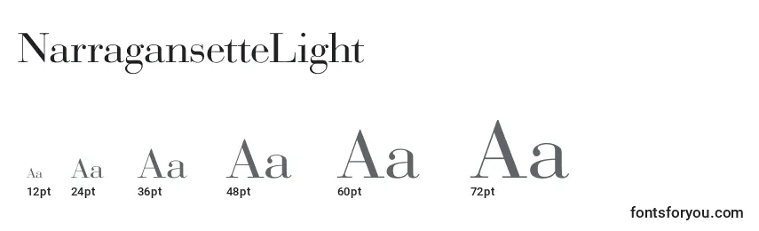 Размеры шрифта NarragansetteLight