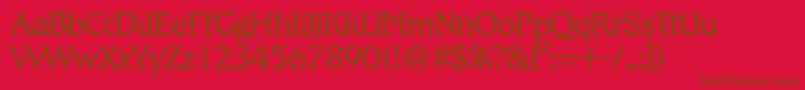 R790RomanRegular-Schriftart – Braune Schriften auf rotem Hintergrund