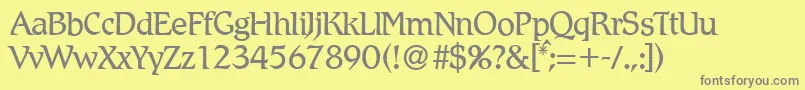 フォントR790RomanRegular – 黄色の背景に灰色の文字