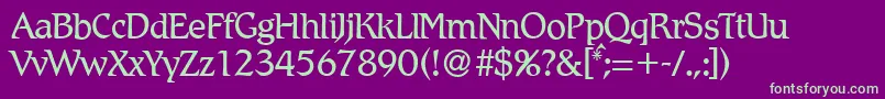 R790RomanRegular-fontti – vihreät fontit violetilla taustalla