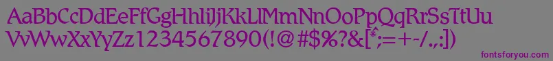 フォントR790RomanRegular – 紫色のフォント、灰色の背景