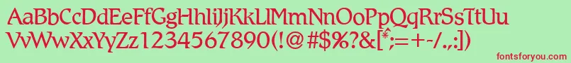 R790RomanRegular-Schriftart – Rote Schriften auf grünem Hintergrund
