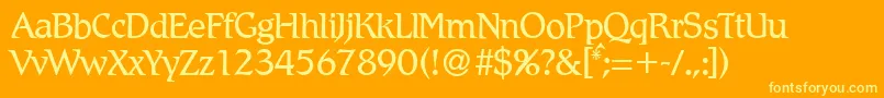Шрифт R790RomanRegular – жёлтые шрифты на оранжевом фоне